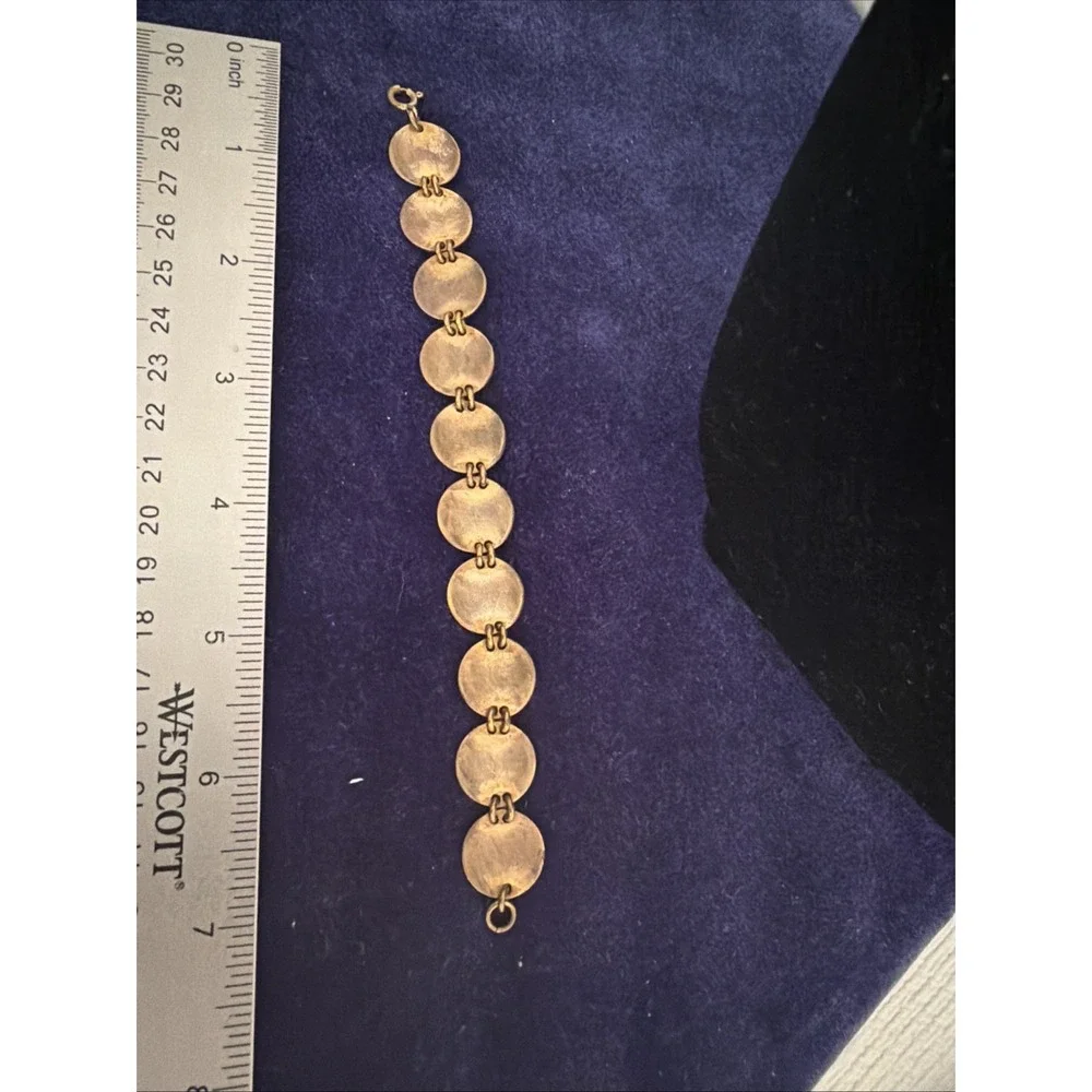 Vintage Dutch Folk Attire Coin Link  Bracelet Gold Tone Copper Friesland 7